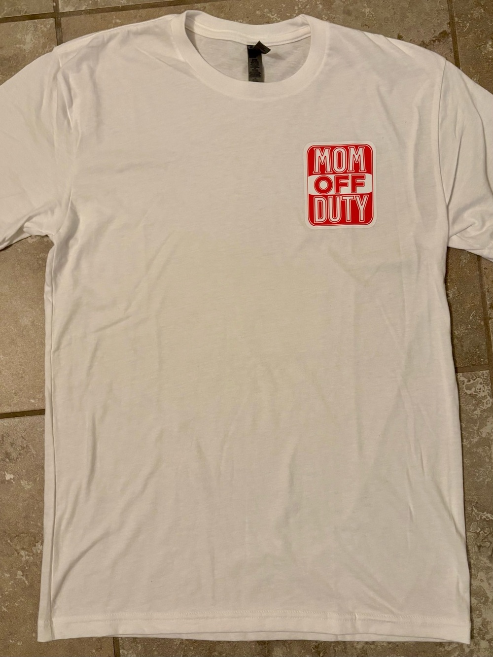 Next Level Apparel Mom Off Duty Graphic Tee Small White Minimalist Mom Shirt